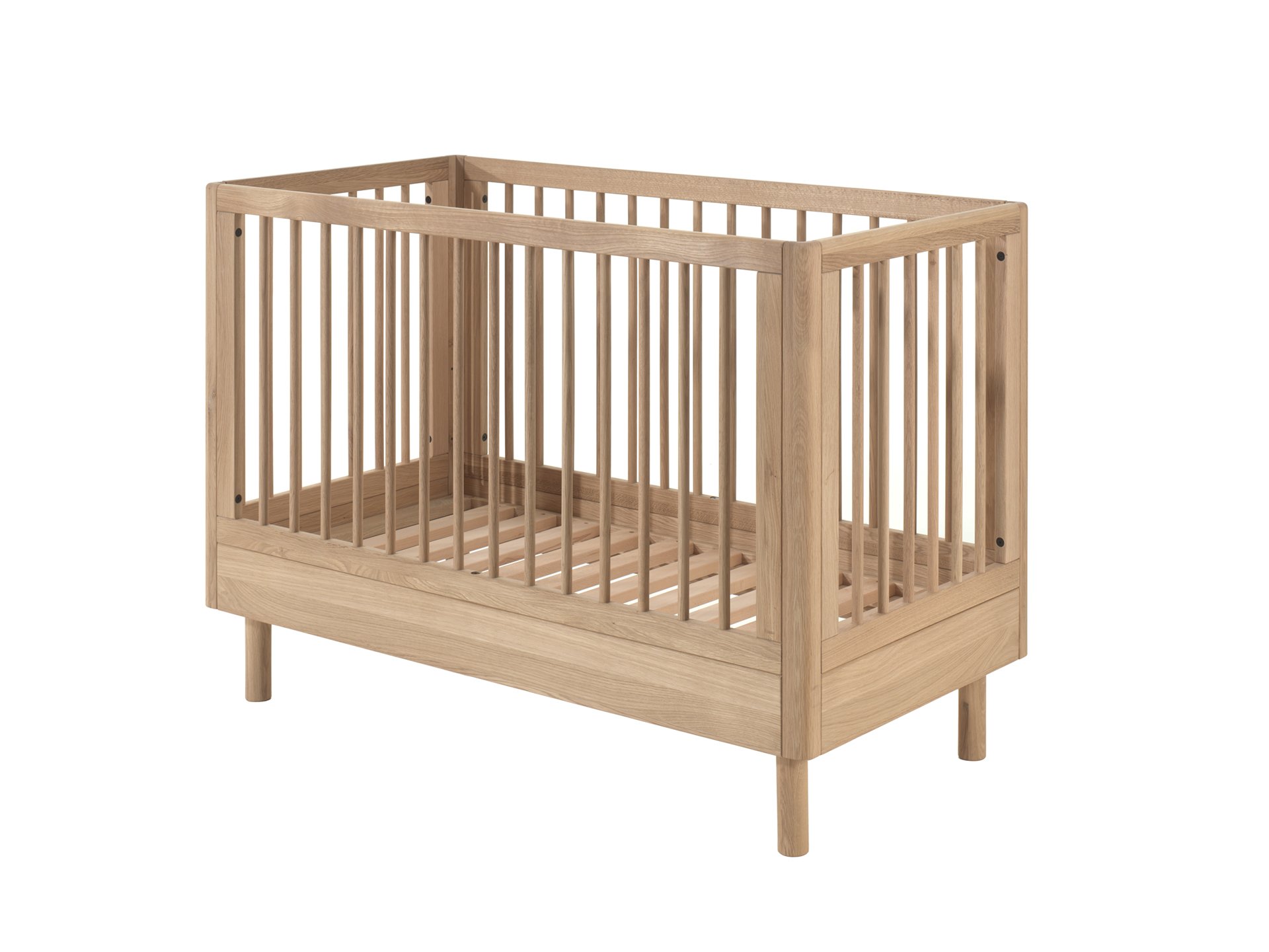 Lit bébé Forrest en chêne massif avec sommier réglable – 60 × 120 cm