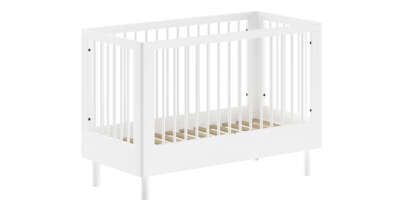 Lit bébé Forrest en hêtre massif 60 × 120 cm – Blanc