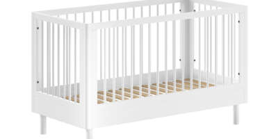 Lit bébé évolutif Forrest en hêtre massif 70 × 140 cm – Blanc