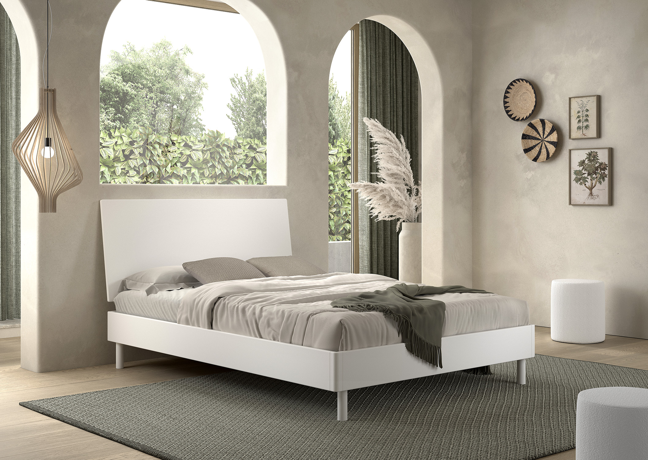 Lit double Forrest en hêtre massif 140 × 200 cm – Blanc – Image 2