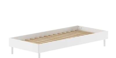 Cadre de lit Forrest en hêtre massif 90 × 200 cm – Blanc