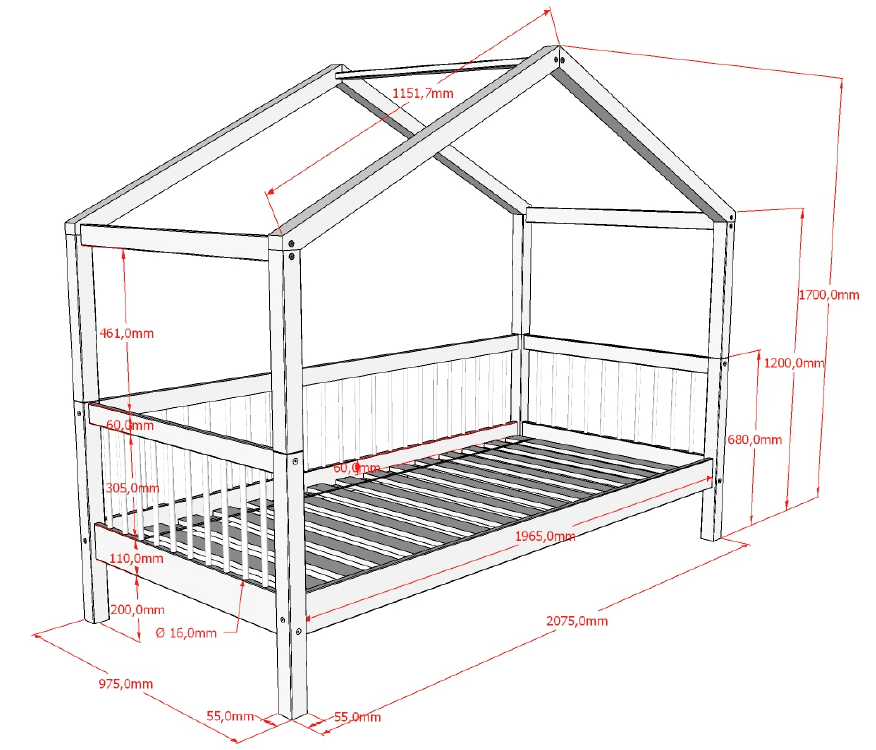 Lit cabane enfant Forrest en chêne massif – 90 × 200 cm – Image 3