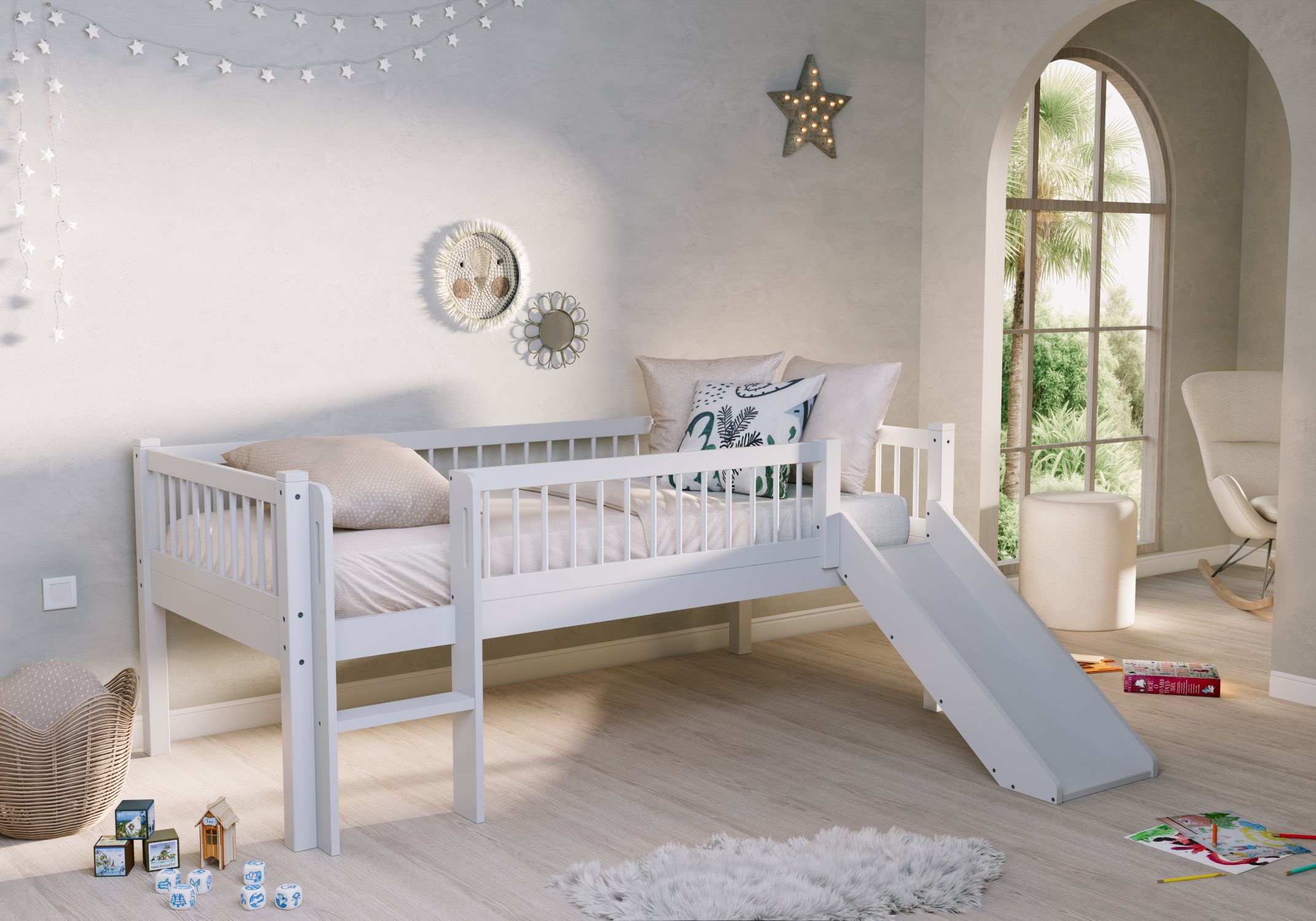 Lit mi-hauteur Forrest avec toboggan 90 × 200 cm – Blanc – Image 2
