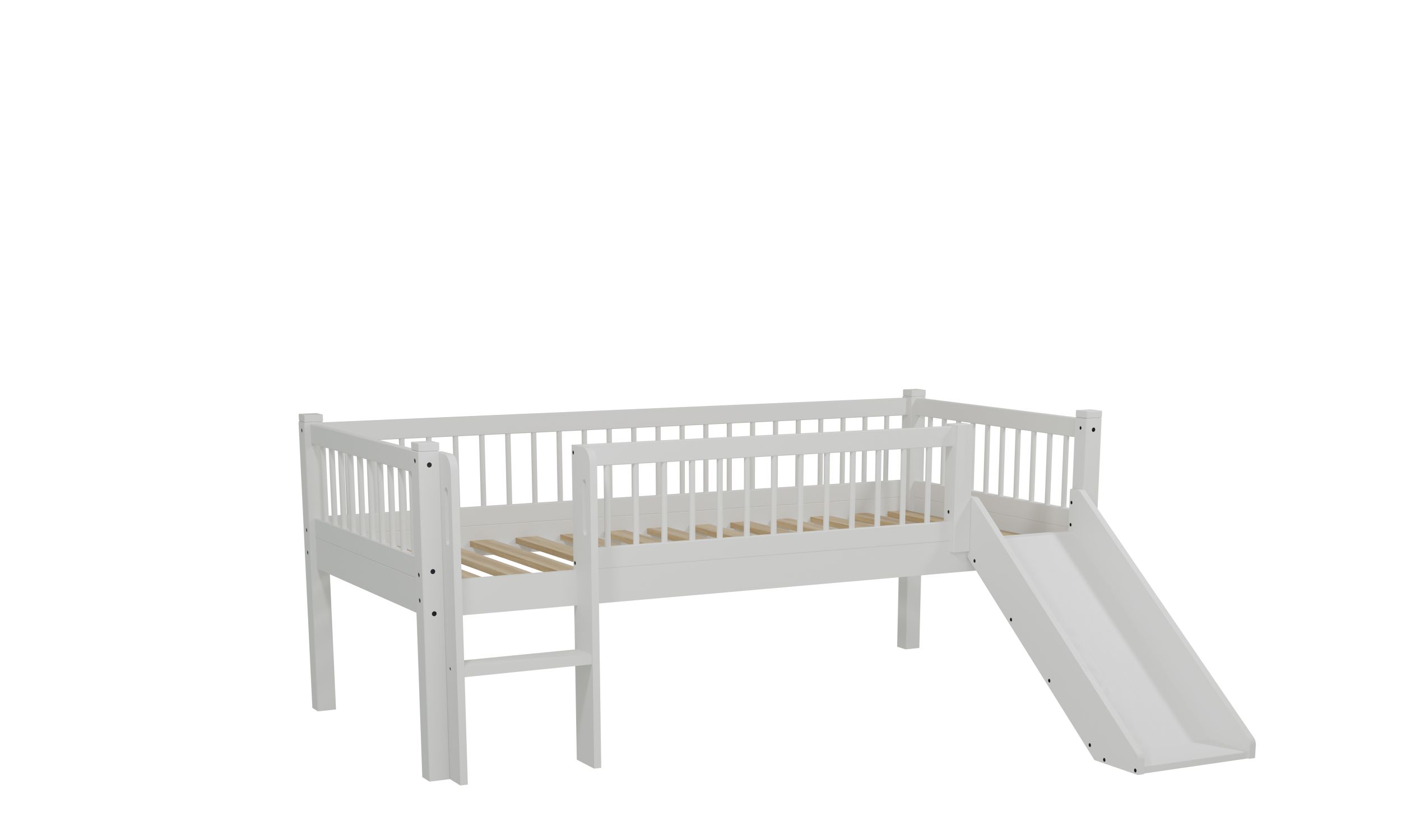 Lit mi-hauteur Forrest avec toboggan 90 × 200 cm – Blanc