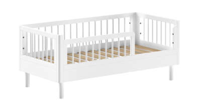 Lit junior Forrest en hêtre massif 70 × 140 cm – Blanc