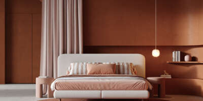 Boxspring fixe Revor Moon Box au design arrondi