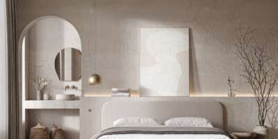 Boxspring fixe Revor Curve Box aux coins arrondis