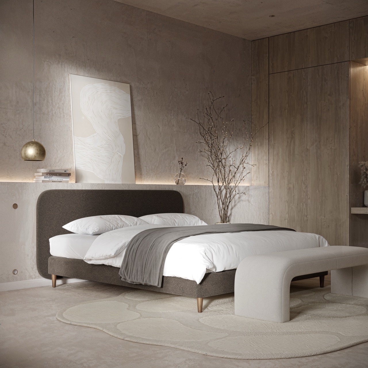 Boxspring fixe Revor Curve Box aux coins arrondis – Image 3